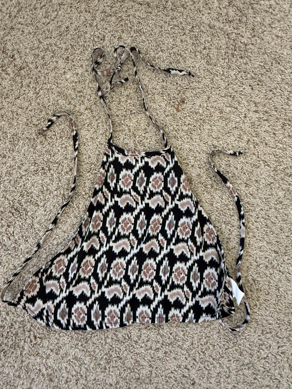 Brandy Melville Black, White & Brown Patterned Halter Top